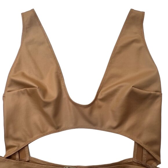 SKIMS Wet Jersey Cutout Bodysuit Ochre Womens Large - Picture 5 of 12